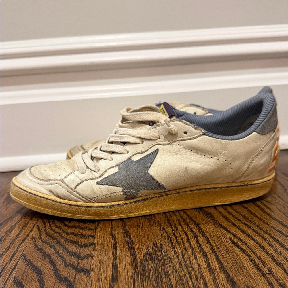 Golden Goose Cream and Gray Sneakers